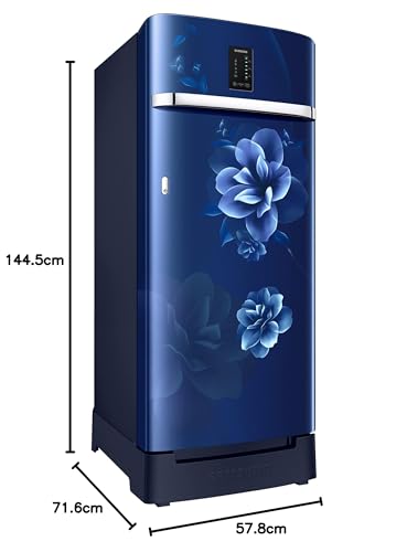 Image of Samsung 215L 3 Star Inverter Direct-Cool Single Door Digi-Touch Refrigerator Appliance (RR23C2F23CU /HL,Camellia Blue) Base Stand Drawer