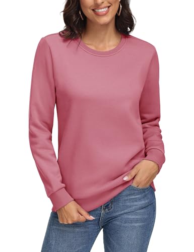 MAGCOMSEN Women's Fleece Lined Sweatshirt Cropneck Casual Long Sleeve Tops
