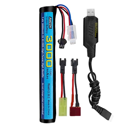 Batterie Li-ion 7,4 V SM-2P 3000 mAh pour réplique Airsoft MP5K et voiture RC