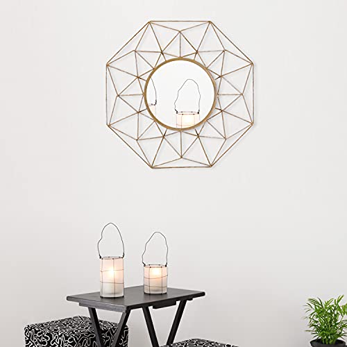 Asense 24 Inch Metal Wall Circle Mirrors Decor Round Classic Hanging Wall Art Modern Decoration For Home Decor Bathroom Bedroom Living Room,Gold #TOP3