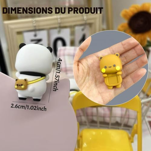 Z-oneMart Lot de 2 figurines d'ours Bubu et Dudu en résine pour décoration d'écran d'ordinateur, écran de contrôle central de voiture et décoration de bureau (couleur 1) – vue 7