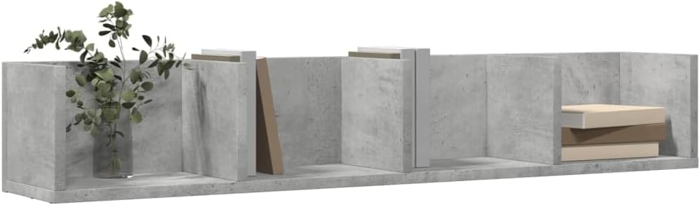 Wall Cabinets Set of 2 Concrete Grey Engineered Wood Medium Size Floating Shelves for Living Room Wall Decor and Modern Wall Mounted Shelves Storage