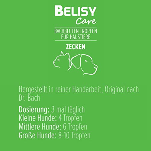 BELISY Zecken Bachblüten Tropfen für Hunde & Katzen - Spezial Bachblütenmischung nach Dr. Bach - 20 ml