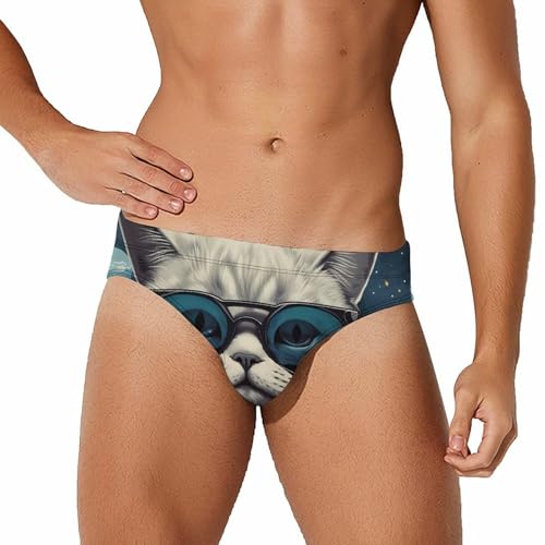 British Shorthair Cat Mens Swim Briefs Quick Dry Swim Trunk Bikini Underwear Swimsuit S