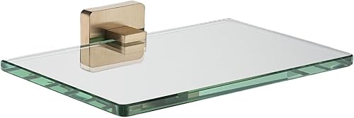 Miniatura 21 de JQK Estante de baño de vidrio dorado, vidrio templado para almacenamiento en la ducha de 8 por 5 pulgadas, acero inoxidable 304 dorado cepillado Oro