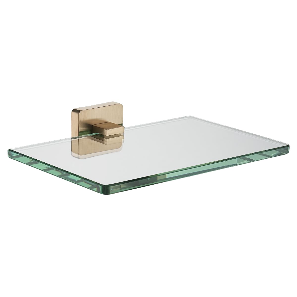 JQK Bathroom Glass Shelf, Tempered Glass Shower Storage 8 by 5 inches, 304 Stainless Steel Champagne Bronze Wall Mount, TGS201L8-CB