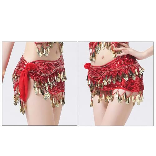 Chiffon Belly Dancing Belt Festival Wrap Hip Scarves Sequins Coins Dance Costumes4
