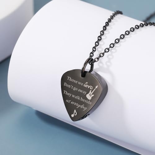 Cremation Jewelry Guitar Pick Urn Necklaces for Ashes for Women Men Cremation Keepsake Memorial Human Ashes Pendant for Loss of Loved Ones3