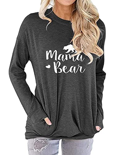 Womens Mama Bear Shirt Mom Shirt New Mom Gifts Graphic Tees with Pockets 2025