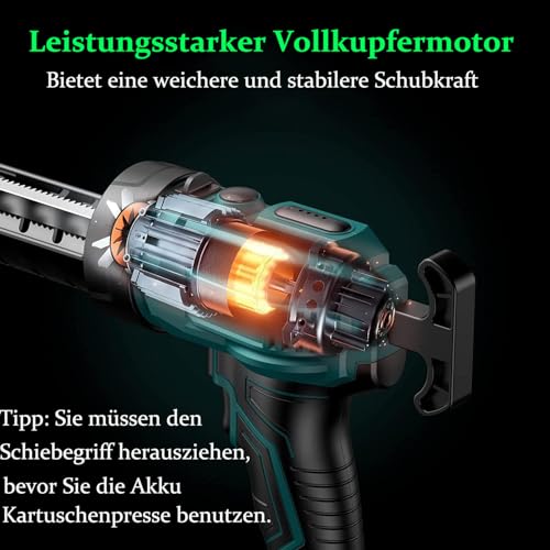 Akku Kartuschenpresse für 300 ml-Kartuschen,Elektrische Kartuschenpistole (ohne Akku) für Makita 18V Batterie,Silikonspritze mit 4 Geschwindigkeiten und LED-Licht für Abdichten, Spachteln