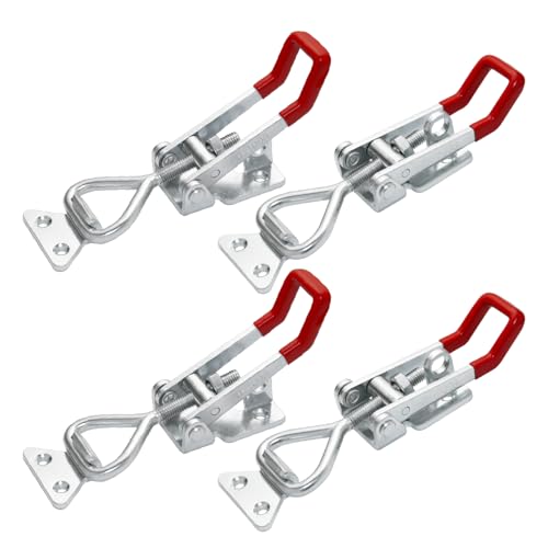 POWERTEC 4PK Heavy Duty Toggle Clamp Latch, 1320 lbs Holding Capacity, 4003 Adjustable Quick Release Pull Action Latch with Lock Hole for Smoker, CNC, Woodworking Jigs & Fixtures (20347-P4) by POWERTEC - Used condition - US$19.64