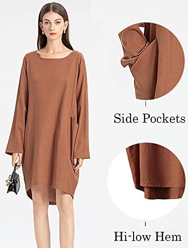Minibee Women's Oversized Tunic Dress Long Sleeve Loose Baggy Tshirt Tops with Pockets4