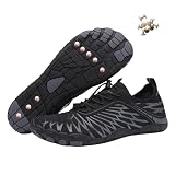 Zapatillas de tierra con cobre, zapatillas descalzas con puesta a tierra para hombres y mujeres, zapatillas de tierra con suela de goma, ligeras y transpirables, A negro, 46 EU