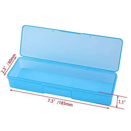 Image of 4PCS Clear Thin Rectangle Storage Containers Box Pencil Case (Blue)