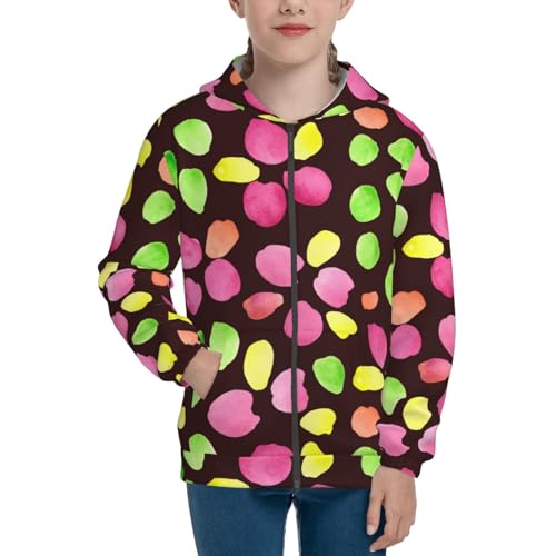 Watercolor Spots Kid Hoodies Boys Zip Up Sweatshirts Girls Pullover with Pocket3