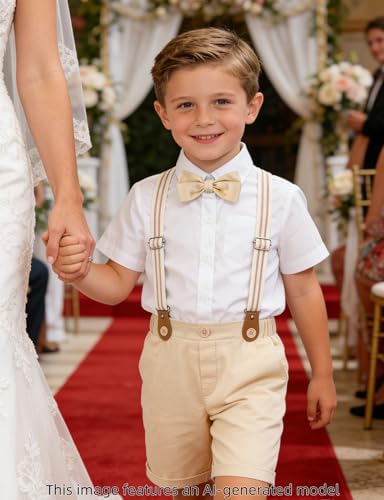 Image of A&J DESIGN Baby Boys Gentleman Suit, 2Pcs Outfit Shirt & Pants