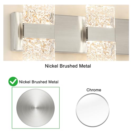 Image of Bathroom Vanity Light Fixture, Modern Brushed Nickel LED Vanity Light, Dimmable 19W LED Wall Sconce Lighting for Bathroom, Bedroom, Perfect for Makeup & Shaving