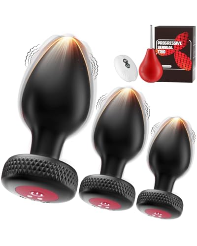 Anal Vibrator All 3 Sizes Fully Vibrating Butt Plugs, Large Advanced Model Anal Plug Set with Enema Bulb, Male Sex Toys for Couples Man 10×3 Vibration Modes Prostate Massager Men Women, One Remote