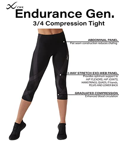 Cw-X Women's Endurance Generator Joint And Muscle Support 3/4 Compression Tight, Black, Small #TOP5