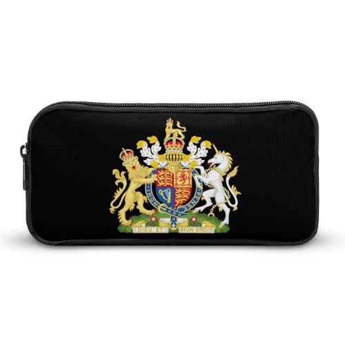 British Royal Coat of Arms England Queen Pen Case Pencil Coin Pouch Stationery Bag Makeup Cosmetic Organizer for Men Women, 22*12*5cm, style British Royal Coat of Arms England Queen Pen Case Pencil Coin Pouch Stationery Bag Makeup Cosmetic Organizer for Men Women, 22*12*5cm, style