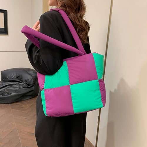 Puffy Tote Bag Padded Puffer Lattice Handbags for Women Large Quilted Trendy Shoulder Bag Padding Bag2