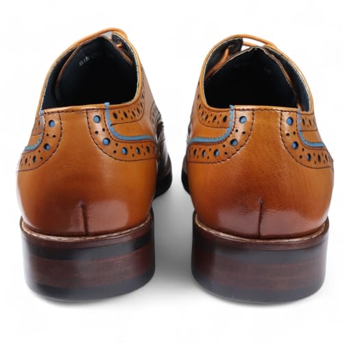 Men's Brown Brogue Leather Classic Dress Shoes- Simon3