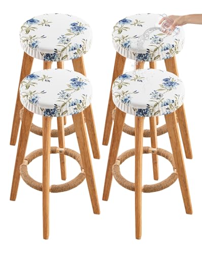 Image of CRFATOP 4 Pack Waterproof Bar Stool Covers Round Seat Slipcover,L,12 | 15-18 In Stretch Counter Cushion Protector, Washable, Pet Friendly, for Bar Kitchen Living Room Decor, No Cushion or Pad