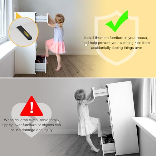 LuBanSir Furniture Anchors, 6 Pack Furniture Wall Anchor Straps for Dresser, Shelves, Bookcase Anti-Tip Safety