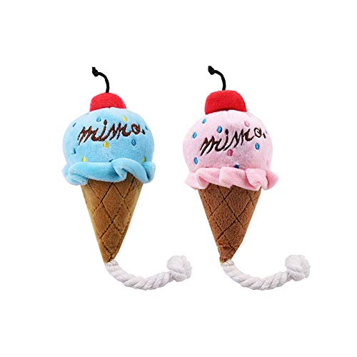 YiGo 2pcs Perro de Juguete de Felpa chillona del Cono de Helado Interactivo Juguete para Mascotas Animal Linda de la muñeca por un Vocal Gatos Perros Bite y Compañero de albergue Chew Toys Rosa Azul