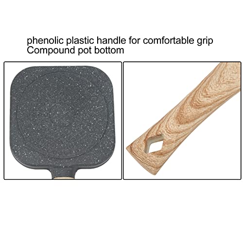 Frigideira de ovo frito, frigideira de ovo com tampa antiaderente 3 seções grelha dividida panela de