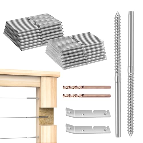 CKE 200 Pack T316 Stainless Steel Left&Right Handed Thread Swage Lag Screws for Wood Post 1/8" Cable Deck Railing Kit Stair Railing 1/8" Swage Lag Screws Left&Right DIY Cable Railing Hardware Kit CR35