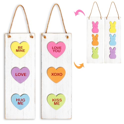 Image for Hanging Wood Double Sided Candy Heart Signs