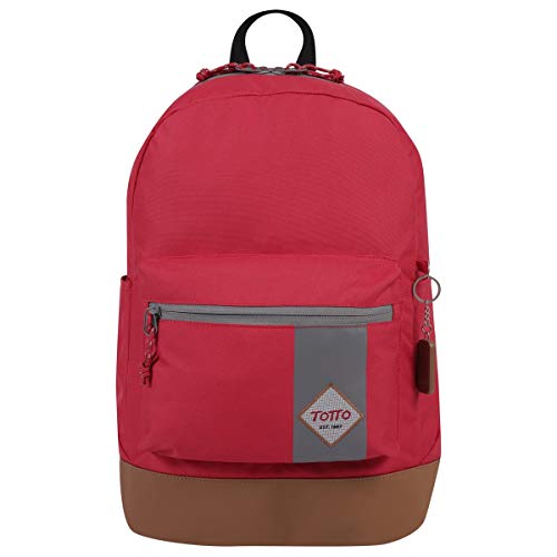 Totto - Zaino per ragazzi, Modello Meccanico, Zaino porta laptop 14 pollici, 2 Scomparti, Schienale ergonomico, Cinghie a S per un maggiore comfort, Resistente, Stampa rossa e marrone