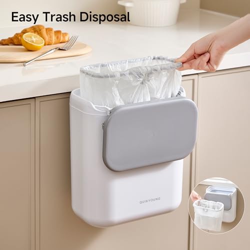 Caneca de Basura Blanca con Tapa, 1.8 Galones, Montada en Pared miniatura 4