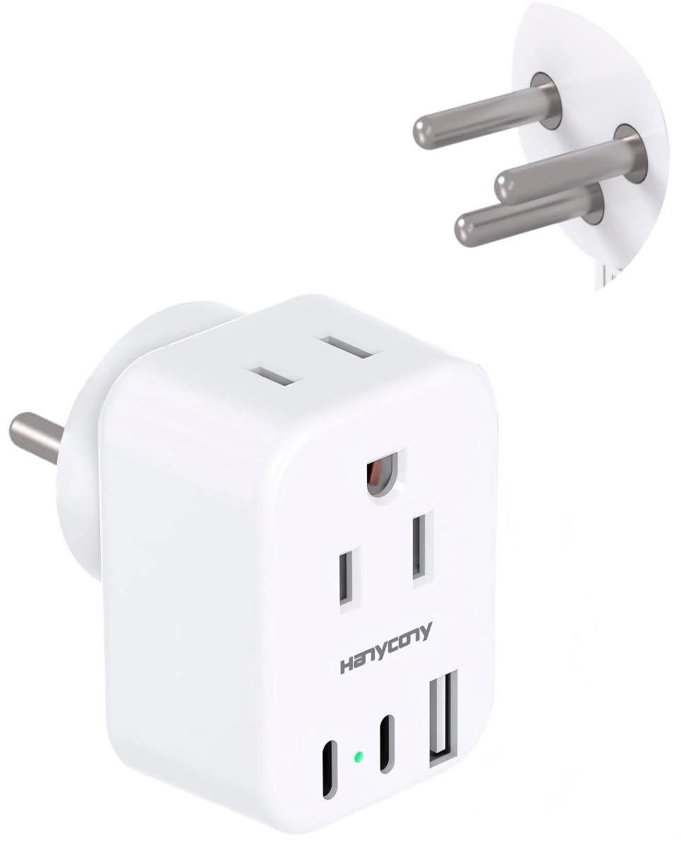 Israel Travel Adapter, US to Israel Power Adapter, Type H Plug Converter