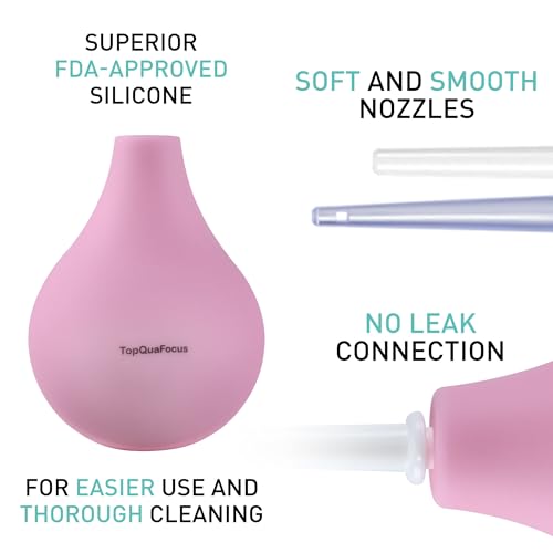 Image of TopQuaFocus 8oz Enema Bulb Kit Anal and Vaginal Douche Bulb for Men Flushing System Enemas Silicone Bulb 4 Replaceable Tips (Pink, 224ml)