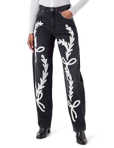Jeans Pinko Eloise Egg Brodé en denim noir pour vos sorties urbaines