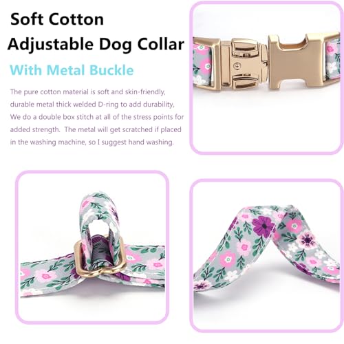 Collier réglable pour chien à motif fleurs en coton doux pour les vacances - 4