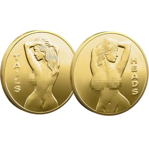 WIizyzfhy 2 Pcs Lucky Cion Heads and Tails Token,Golden