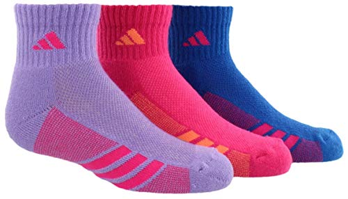 adidas Girls Cushion Quarter Socks (Pack of 3)