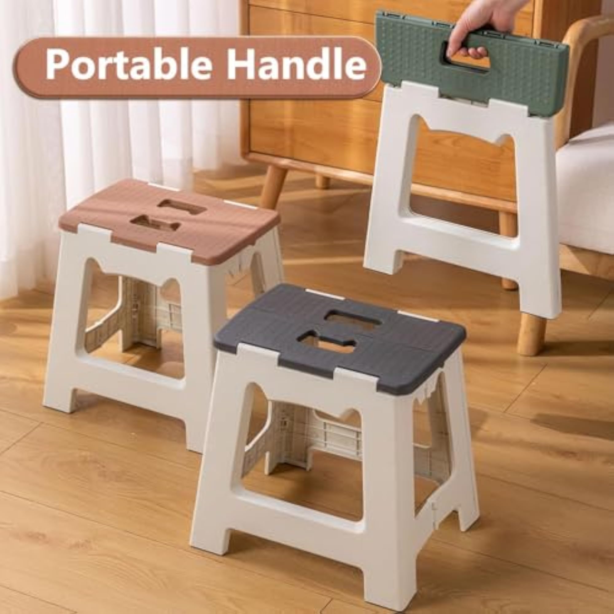 Compact Folding Step Stool, Portable Design with Handle