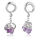Casvort 2 PCS Natural Stone Dangle Ear Hangers Hooks Plugs 2g Ear Gauges Stainless Steel Hook Pierci