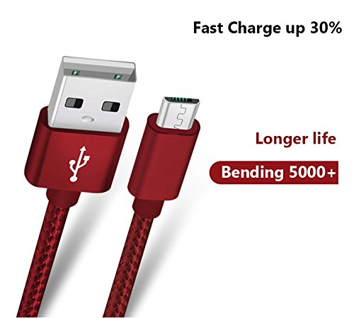 Rofi Micro Usb Cable, [2Pack] 1.2M Android Charger, Nylon Braided Micro Usb Charger, High Speed Usb 2.0 A To Micro B Charging Cord Universal For Htc, S6, Kindle, Android, And More (Red, 4 Feet) #TOP2