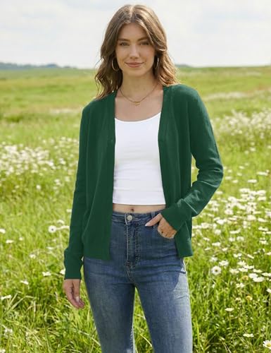 LaGracia Women's Sweaters Cardigan Long Sleeve V Neck Button Up Open Front Business Casual Lightweight Sweater Green XL — view 5