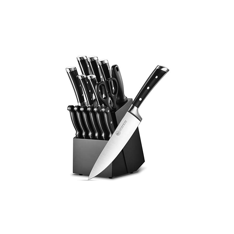 Kitchen Knife Set - 1829 CARL SCHMIDT SOHN 15 Pieces Knife Block Set with Sharpener, Forged Stainless Steel, Professional Chef Block Set with Ergonomic Handle, Kitchen Tool Set, World-Class Sharpness