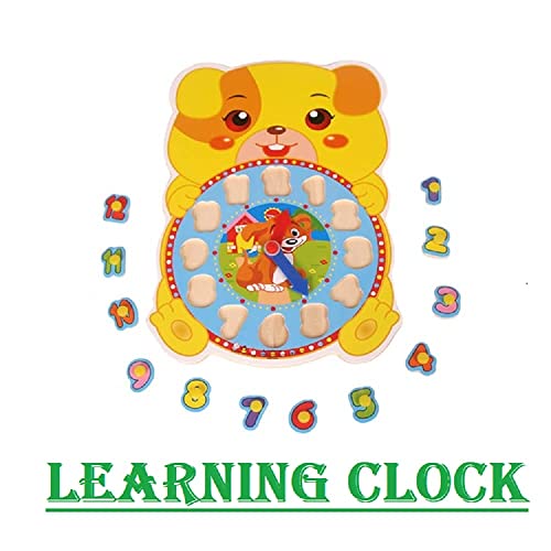 Image of PLUSPOINT Wooden Rainbow Clock Puzzle Toy for Kids Learning Time Numbers Colors Early Education Montessori Educational Toy Gift for Kids