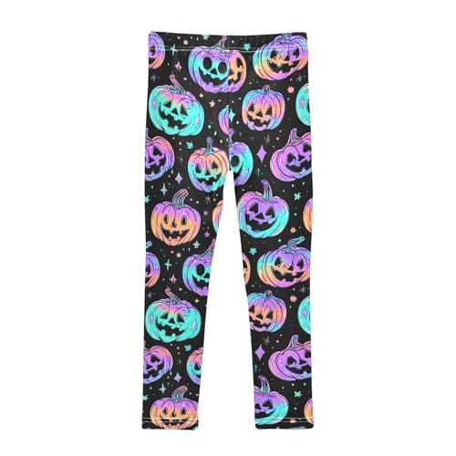 Pumpkin Neon Print Girls Leggings Soft Stretch Workout Yoga Dance Pants for Kids Casual Tights2