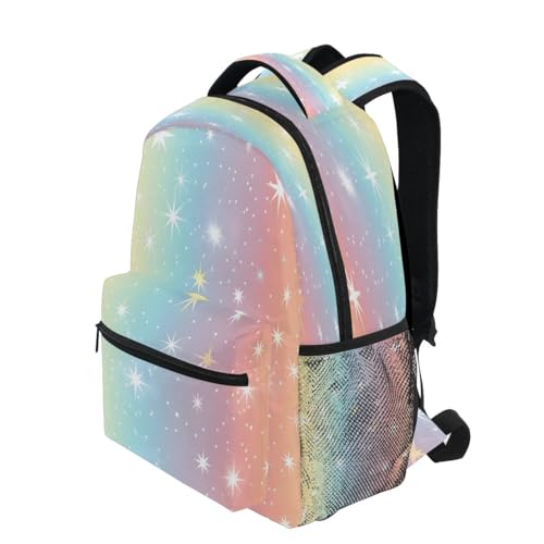 White Glitter Rainbow Stripes Pattern Kids Backpack for Boys Girls Backpacks Student Backpack Big For Elementary School Shoulder Bag Bookbag3