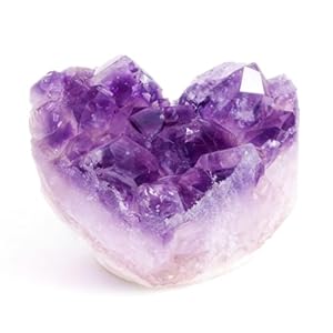 Amethyst Crystal Heart Healing Crystals, 4-5cm Geode Cluster Heart Amethyst Rock Quartz Healing Crystals for Women Reiki Divination Balancing Yoga Meditation
