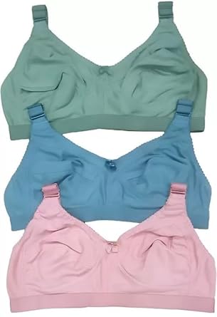 Emavic Women’s Cotton Blend C-Cup Non-Padded Heavy Bust Seamless Minimizer Full Coverage Non-Wired T-Shirt Everyday Bra Combo Pack of 3